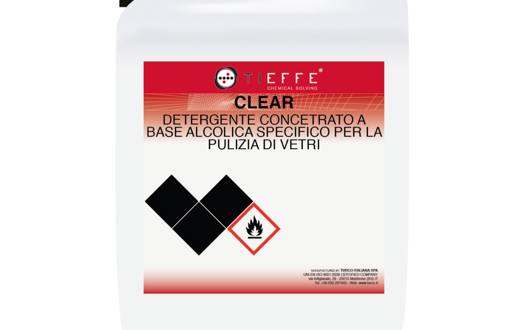 CLEAR Detergente concentrato a rapida evaporazione per vetri e cristalli